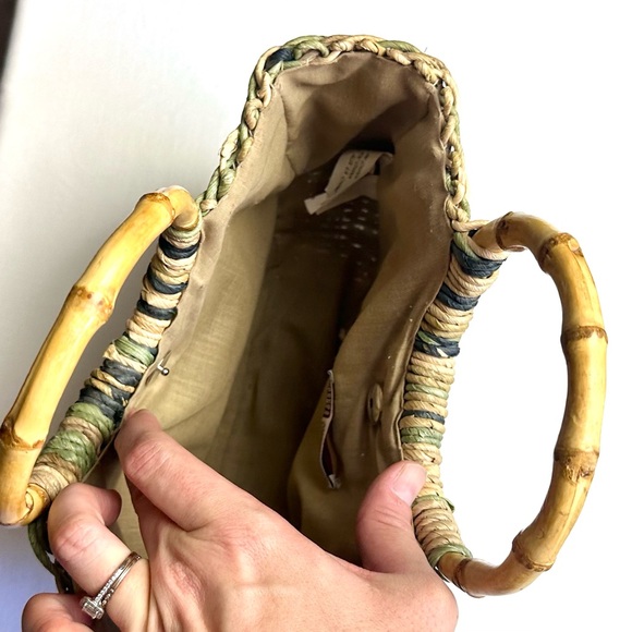 Faded Glory Woven Straw Mini Tote with Bamboo Handles - Picture 6 of 8